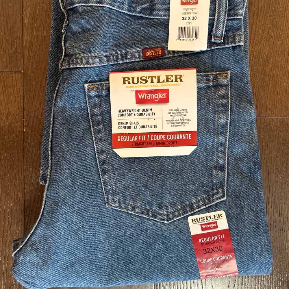Wrangler Rustler Men's Regular Fit Straight Leg Jeans 32x10 Regular Wash NEW